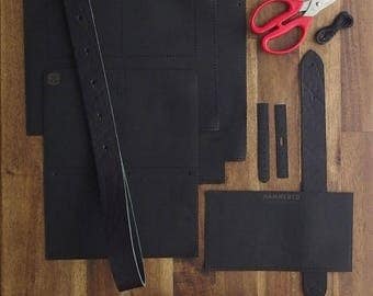 Navy - Everyday Satchel - Genuine Leather Satchel - DIY Kit - Full Grain Leather - Craft Kit - Crafts - Natural - Tan - Khaki - Olive