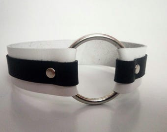 Black and White Leather Collar