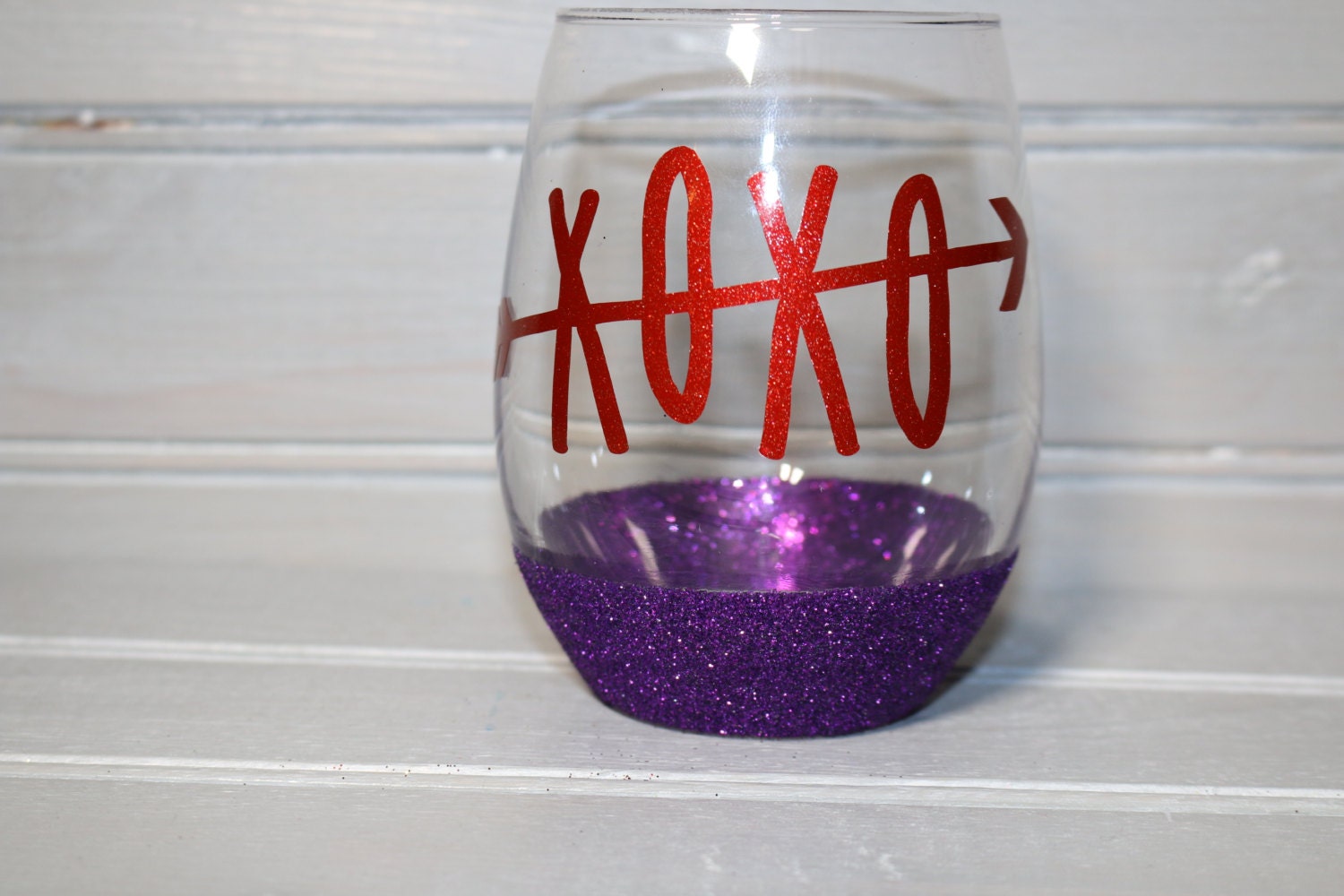 XOXO Glitter Wine Glass//XOXO//Valentine's Day Wine