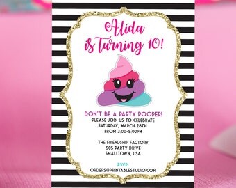 Poop Emoji Invitation INSTANT DOWNLOAD - Printable Party Pooper Invitation by Printable Studio