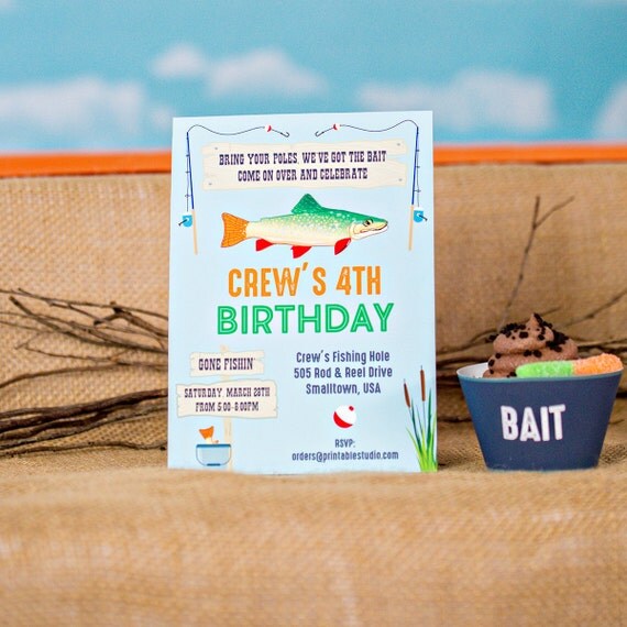 Fishing Birthday Invitation Printable Fishing Invitation