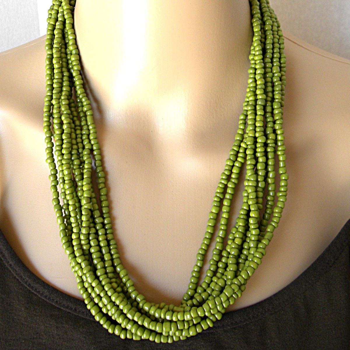 Green necklace multistrand necklace for women green