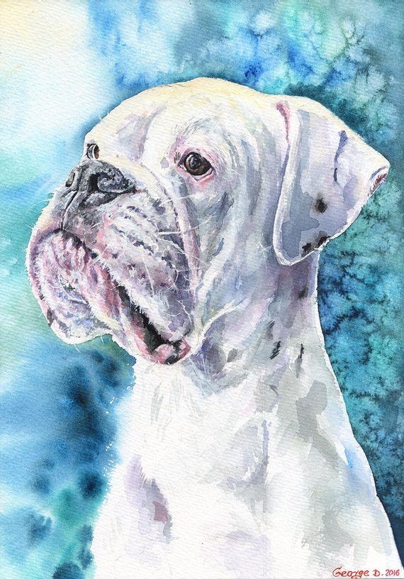 White Boxer Watercolor Print Of The Original Painting Art Cute   Il 570xN.1124943393 23zs 