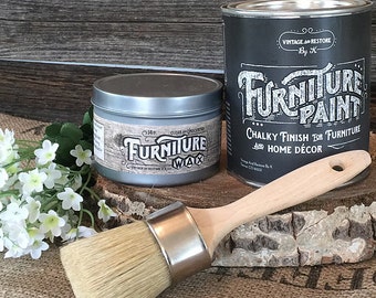 Chalk Paint Kit - 1 - Quart Paint, 1 - 14 oz Clear Wax, 1 Paint&Wax Brush