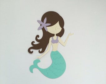 Set of 4 Mermaid Die Cuts, Mermaid Party, Under The Sea Party, Under The Sea Die Cuts, Mermaid Party Decor, Mermaid Paper Supplies