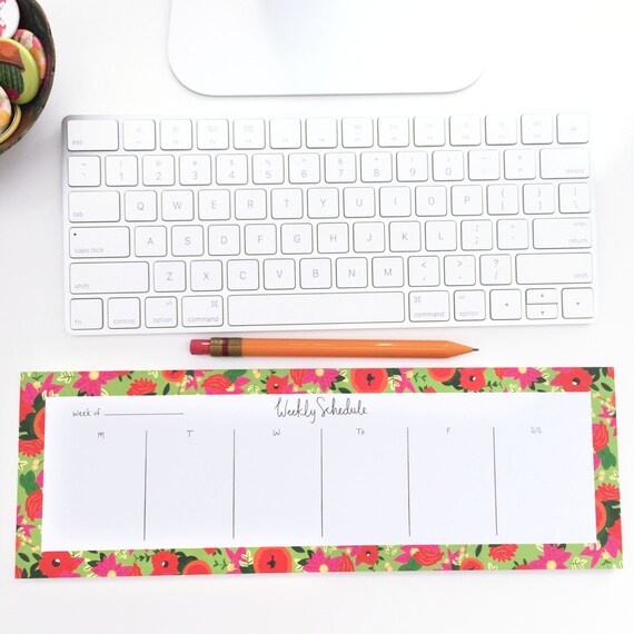 Cute Illustrated Weekly Planner Desk Pad Green Bloomwolf