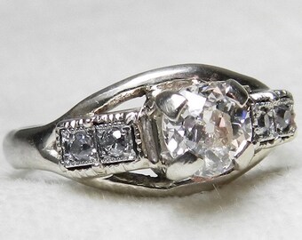 art deco engagement ring art deco ring half carat old european cut diamond 060cttw diamonds - Vintage Wedding Rings 1920 art deco engagement ring art deco ring half carat old european cut diamond 060cttw diamonds - Vintage Wedding Rings 1920