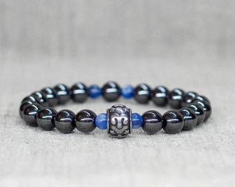Aries jewelry-for-men bracelet Gifts-for-dad birthday gift Meditation bracelet Aries bracelet Black bracelet Zodiac jewelry Kyanite bracelet