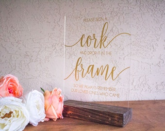 Wine Cork Wedding Guest Book - Cork Wedding Guest Book - Wedding Cork Sign - Sign A Cork Guest Book Sign - Sign a Cork Sign - Acrylic Sign
