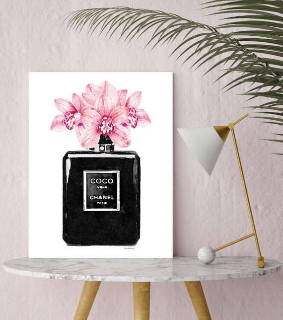 Fashion poster black perfume art Orchid peony fashion