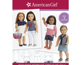 American Girl doll clothes, Simplicity Pattern 8397, or D0677, T- shirt dress, tank top, t-shirt, shorts, skirt, cuffed pants, purse, UN-CUT