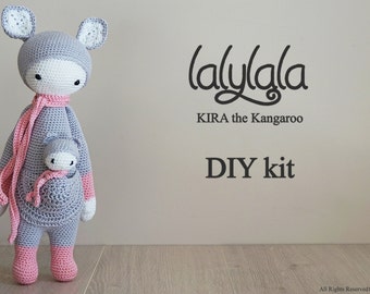 Lalylala Kira pattern - DIY Kit- Pink Kira the Kangaroo - DIY Crochet Kit - Lalylala pattern - DIY Craft - Material kit - Gift for girl
