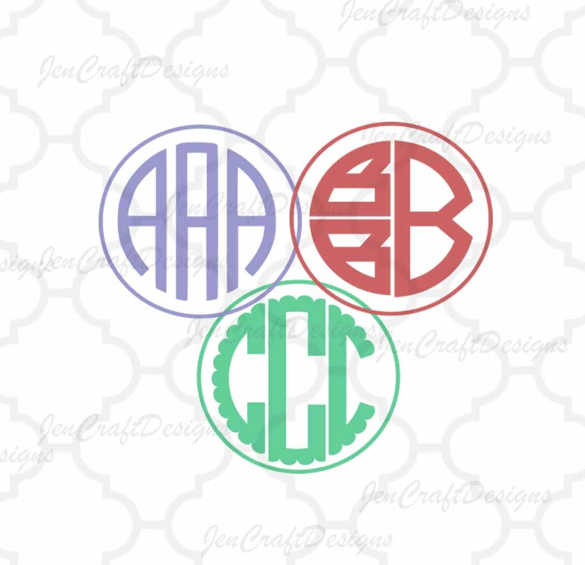 Circle Block Monogram Font Svg Round Alphabet Letters Cricut SEMA