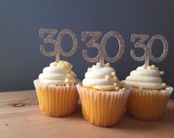 Glitter Number Cupcake Picks - Anniversary Cupcake Picks - Birthday Age Cupcake Picks
