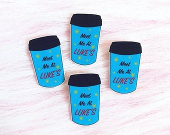 Gilmore Girls Pin, Luke's Diner, Gilmore Girls, Coffee Pin, Brooch, Flair, Magnet, Lorelai Gilmore, Rory Gilmore, Shrink Plastic