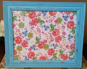 Aqua Picture Frame; Painted and Distressed Aqua Picture Frame, 8x10 Aqua Picture Frame, Shabby Chic Picture Frame