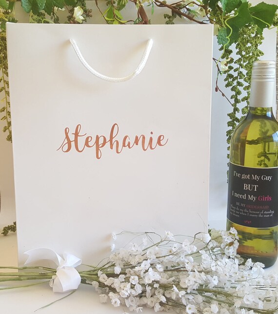 Large White Personalized Gift Bags Bridesmaid gift