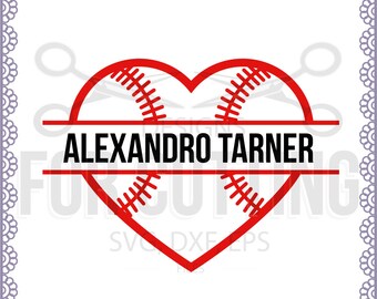 BASEBALL SPLIT Svg, Baseball Heart SVG, Split Letter svg, frame, Files ,Studio3 .svg .eps .dxf, Cutting or Printing, Instant Download. 0609