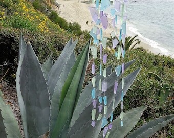 Sea Glass Wind Chime, sea glass windchime, windchime, beach chime, unique garden decorations, mosaic glass, tumbled glass