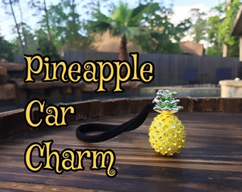 Pineapple Rear View Mirror Charm Rhinestone Pineapple Car Accessory for Women Girls Car Charm Pineapple Car Decor Rearview Mirror Gift Her
