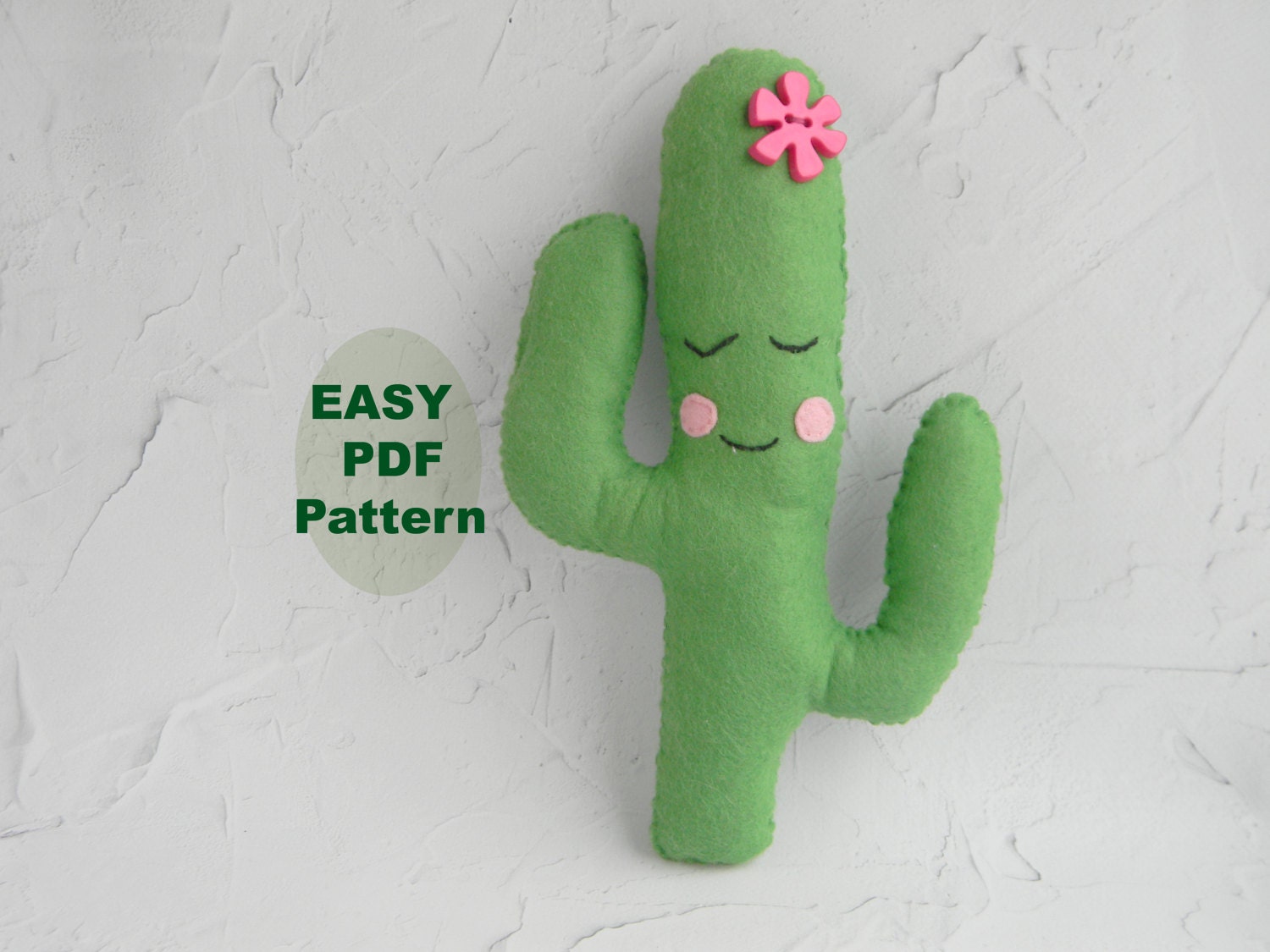 PDF Cactus pillow Hand Sewing Pattern Felt Cactus Pattern