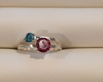 Topaz and Garnet Silver Ring