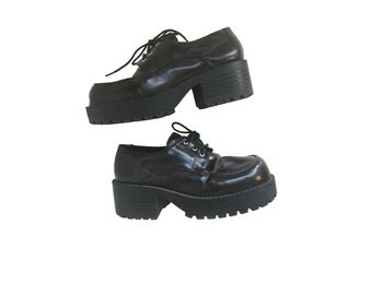 Platform Oxfords Size 6.5 Platform Shoes Vintage Platforms Vegan Shoes Vegan Boots Womens Oxfords 2 Inch Brown Oxfords Brown Platforms