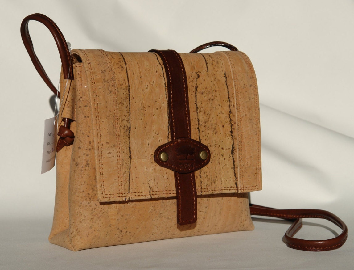Cork and Leather Shoulder Handbag/Purse