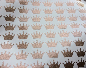 Glitter Crown stickers, Set of 20 vinyl decal, Princess theme party, gold crown decor, gift favors decals, wall sticker, envelope seals