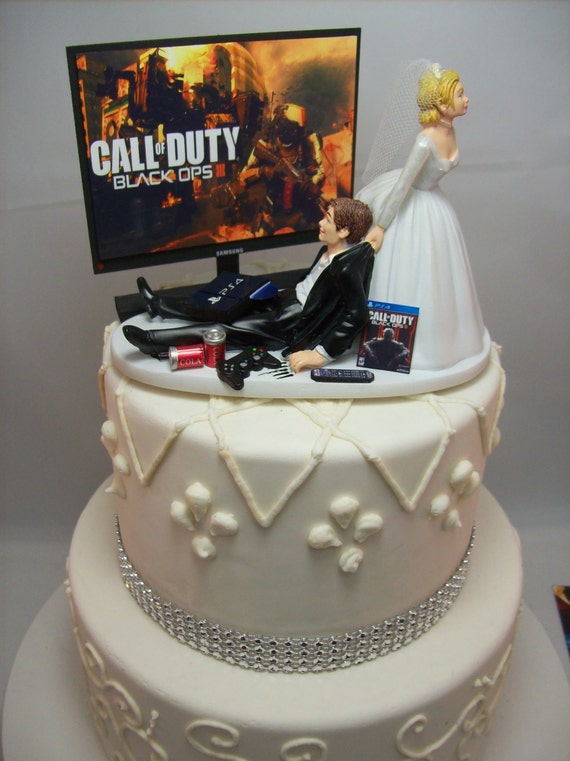 GAMER Funny Wedding Cake Topper COD Video Game Gaming Junkie