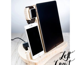 Apple Watch Charging Station Dock iPhone iPad Stand Android Her Men Women Wedding Bride Groom Boyfriend IncludesUSB
