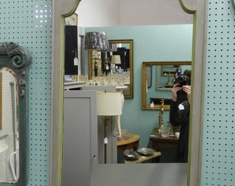 Vintage Mirror painted Grey and Lime Green