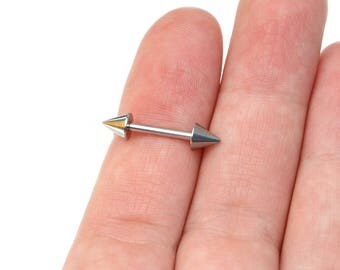 Surgical Steel NIPPLE RING BARBELL / nipple piercing, body piercing, nipple jewelry, bridge barbell, body jewelry, nipple barbell 14 gauge