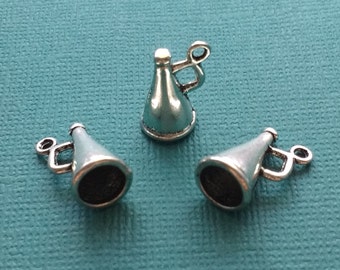 10 Cheerleader Megaphone Charms Silver Bullhorn Speaker Charm - CS2562