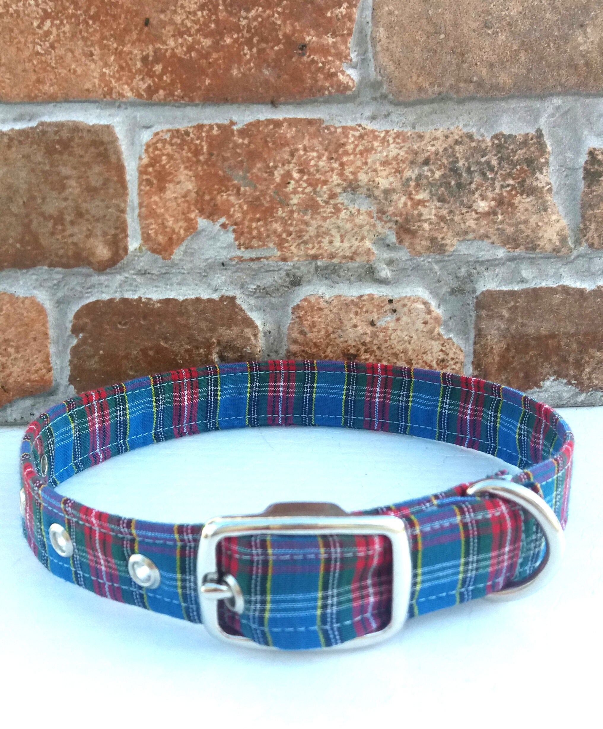 Buckle Dog Collar Plaid Dog Collar Blue Dog Collar