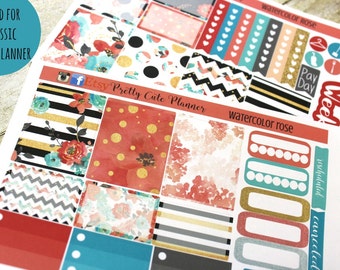 Happy Planner Stickers - Weekly Planner - Erin Condren Life Planner - Functional stickers - Watercolor Rose - Spring Stickers