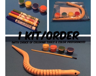 DIY Wooden Snake Painting or Coloring Kit (1 kit) Snake Party Favor - DIY Toy Craft - Zoo Favor - Reptile Party - Camping Theme - Wild