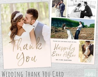 Wedding Thank You Card Template, Photoshop Template, Wedding Photography Marketing, Thank You Card, Wedding Thank You Cards Photo