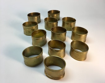 Set/12 vintage oval brass napkin holders