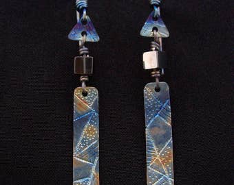 Hematite Earrings Stone Jewelry Cube Earrings Triangle Earrings Rectangle Earrings Ornament Earring Engraving Jewelry Long Earrings Ethnical