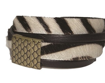 Zebra leather Cuff Bracelet