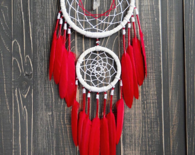 Boho dream catcher red Wall hanging Dreamcatcher Wall Décor Large dream catcher Bohemian Christmas Decor Farmhouse décor Living room decor