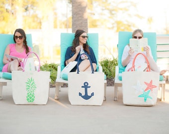 Monogram Beach Tote, Beach Tote, Monogrammed Tote, Tote Bag, Personalized Tote, Personalized Beach Bag, Anchor Tote, Starfish Tote