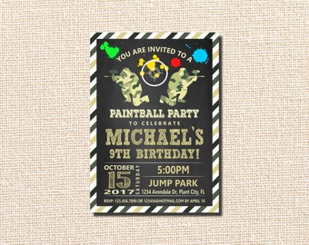 Paintball Invitation, Paintball Party Invitation, Paintball Birthday Party Invitation, Paintball, 10th BIRTHDAY, Paintball Birthday