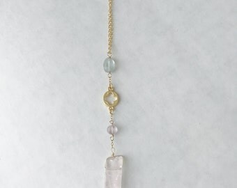 Rose Quartz Necklace, Layering Necklace, Valentines Day Gift, Love Necklace, Healing Necklace, Gemstone Necklace, Boho Necklace, Pink