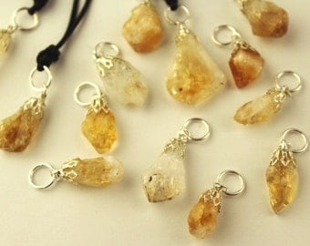 Genuine Citrine pendant/Silver Plated/Unpolished Citrine Gemstone Handmade Pendant