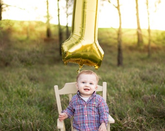 34" Number 1 Gold Silver Mylar Balloon - Number 1 Balloon - One Balloon - First Birthday Decor - First Birthday Photo Prop - 1st Birthday