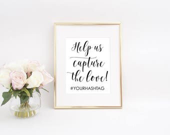 Wedding Hashtag Sign Printable, Hashtag Wedding Sign, Hashtag Sign, Instagram Wedding Sign, Help Us Capture The Love, Social Media Sign