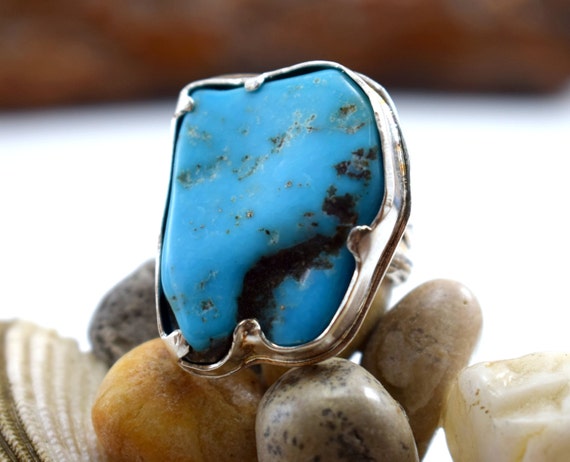 One of a Kind Sterling Silver Turquoise Ring/ Statement Silver