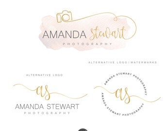 Photography branding package Photography logo, Camera logo, Branding kit, Premade logo, Watermark, Watercolor logo, Initials Logo Design 88